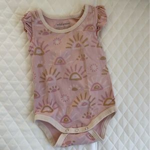 Wild Wawa Baby Girl Pink Sun Sunshine Onesie with ruffle sleeve